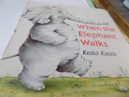 When the elephant walks a toddler book hard board pages by Keiko Draza