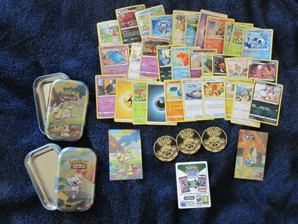 huge Pokemon Lot: stack of Cards, coins, tins