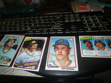 4 old brewers baseball cards