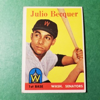 1958 - TOPPS EXMT BASEBALL - CARD NO. 458 - JULIO BECQUER - SENATORS