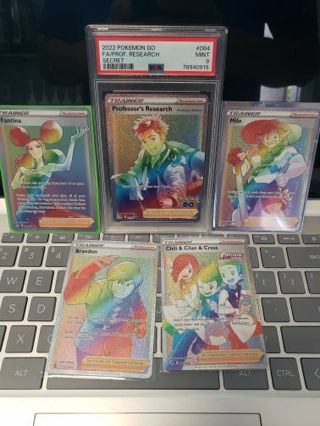 Pokémon Secret Rare Rainbow Trainer's Collection. Milo,Fantina,Brandon,Chili,Cilan & Cress.