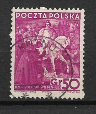 1938 Poland Sc327 50g John Ill Sobieski Entering, Vienna used.