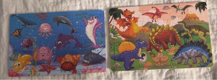 Brand New: Two Colorful, Wooden, 30 Piece, Animal Jigsaw Puzzles. Ages 3+!!