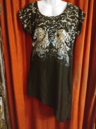 Silence + Noise Black Dress with Tigers Print / Ladies Size XS