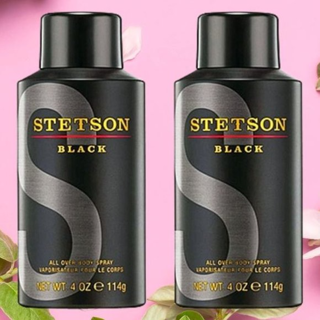 [NEW] (2-Pack)  **RARE ** Stetson Black All Over Body Spray 4oz / 114g (Discontinued)