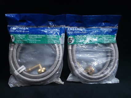 Lot of 2 New Eastman 41045 6' foot Dishwasher Connector Stainless Steel Flex