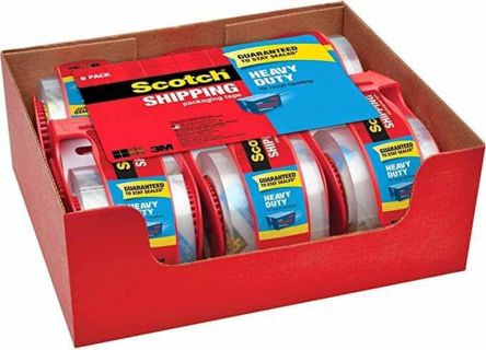 Scotch Heavy Duty Shipping Packaging Tape, 1.88 Inches x 800 Inches A Roll, 6 Rolls with Dispenser