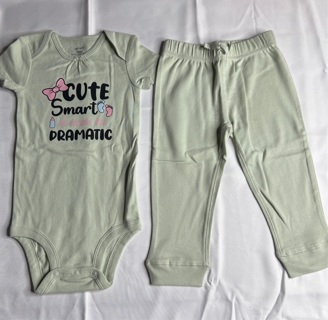 NWOT 2Pc Carter Infant Girl Outfit 18M “Cute Smart A Little Bit Dramatic"
