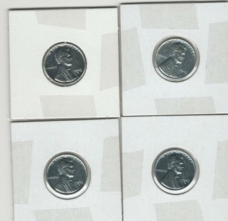 4 Zinc Coated Steel Wheat Pennies 