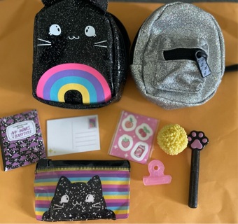 Real Littles Themed Backpack - BLACK RAINBOW+ SILVER +EXTRA