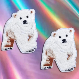 2-PACK POLAR BEAR IRON ON PATCHES APPLIQUE BADGES EMBROIDERED EASY IRON ON DIY
