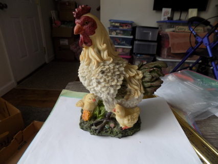 7 inch tall resin hen and 2 small chicks