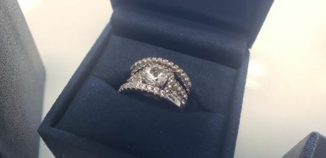 Bridal Round Cut Wedding Ring set in 925 Sterling silver, Lab created Gemstones Size 5.