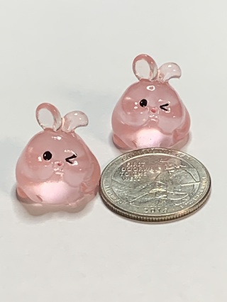 ♡BUNNIES~#2~LIGHT PINK~SET OF 2 BUNNIES~GLOW IN THE DARK~FREE SHIPPING♡