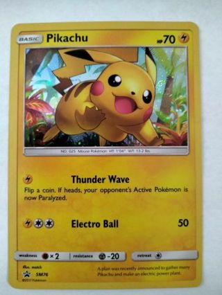 Pikachu sm76 rare holo promo pokemon