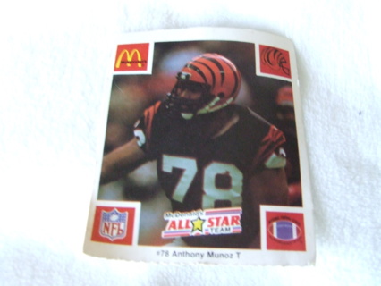 1986 Anthony Munoz Cincinnati Bengals McDonald's Card Hall of Famer