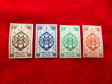   4 - French India MH OG Stamps.