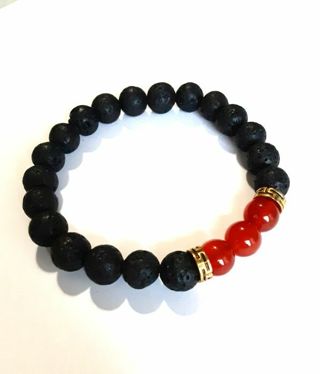 Lava Rock & Red Onyx Beaded Bracelet B-4