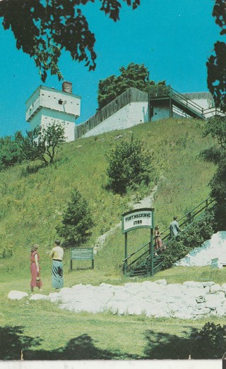 Vintage Used Postcard: d: 1956 Original Blockhouse, Old FOrt Mackinac, Mackinac Island, MI