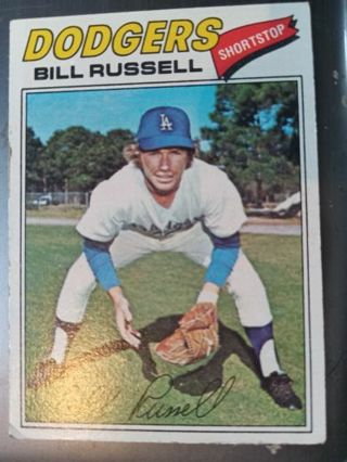 1977 TOPPS BILL RUSSELL LOS ANGELES DODGERS BASEBALL CARD#"322