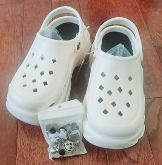 Brand new with tag White Clogs w cute clip ons