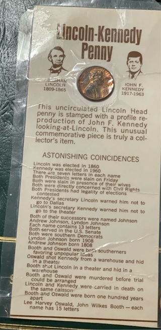 Lincoln Kennedy Penny With Fact Sheet