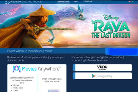 Disney Raya and the Last Dragon HD Digital Movie Code