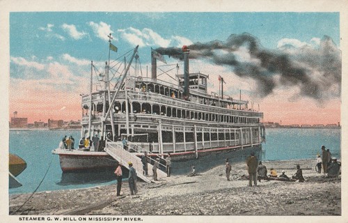 Vintage Unused Postcard: Pre Linen: Steamer G W Hill on Mississippi River