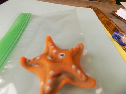 2 1/2 inch tall light brown star fish baby bath toy