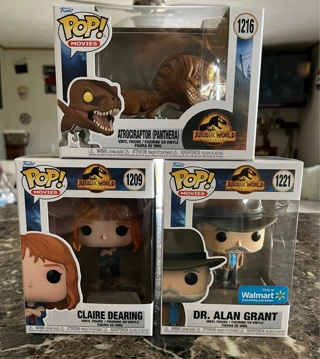 Pop funko DR. Alan Grant 1221 & Claire Dearing 1209 & Atrociraptor (Panthera) 1216