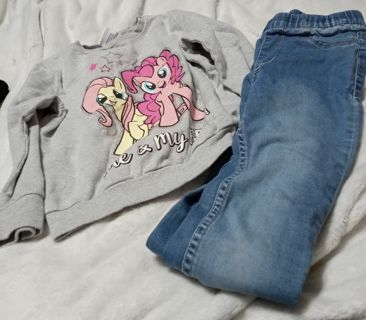 Girl my little pony sweatshirt and jean jegging size 5T