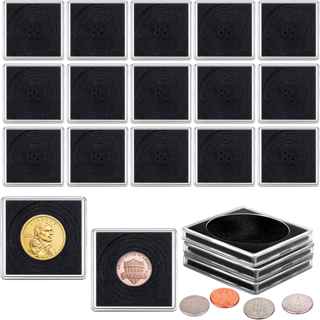 (20-Pack) Adjustable Acrylic Coin Collection Cases, Snap Holders, Silver Dollar Protection