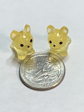 DOGS~#14~YELLOW~SET OF 2 DOGS~MINIS~GLOW IN THE DARK~FREE SHIPPING!