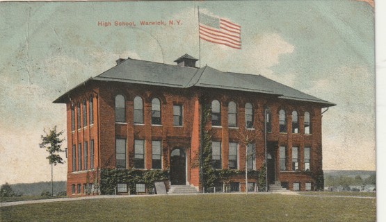 Vintage Used Postcard: 1912 High School, Warwick, ny
