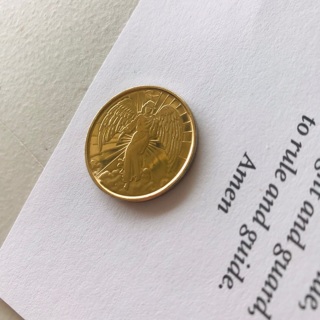Golden Angel Coin with Prayer Card, Free Mail