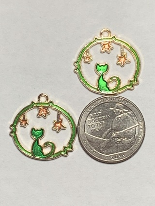 GREEN CHARMS~#4~SET OF 2 CHARMS~FREE SHIPPING!