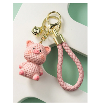 1 Pc Cartoon Cute Pig Exquisite Small Animal Keychain Resin Doll