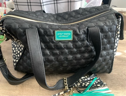 Betsey Johnson Quilted Black Handbag Preowned