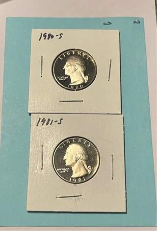 1980 S 1981 S Proof Deep Cameo Quarters 
