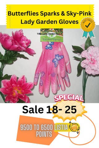 Butterfly Pink Lady Garden Gloves Swag with Tags. Spring Week Sale! April 18th to 25th 