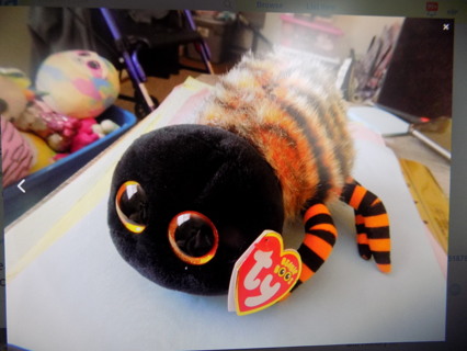 TY Beanie Boos Collection Ingram the Spider orange & black stripes