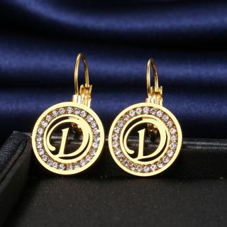 Stainless Steel Earrings Trend Crystal English 26 Letters A-Z Charm Fashion Earrings For Women