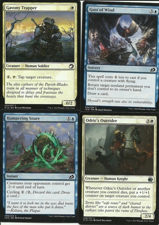 4 MTG Cards: Odric's Outrider MID MTG 29/277 U Hampering Snare IKO MTG Ikoria 55/274 & More