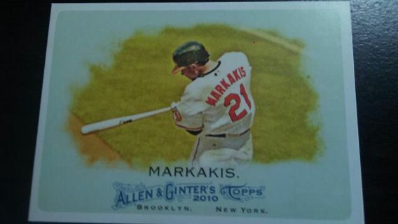 2010 TOPPS ALLEN & GINTERS NICK MARKAKIS BALTIMORE ORIOLES WORLD CHAMPIONS BASEBALL CARD#274