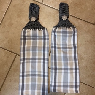 Two Hand Crocheted Decorative Kitchen Towels. +
