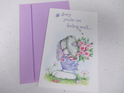 GET WELL Bunny Card with Envelope