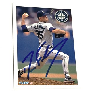 Autographed1994 Fleer 285 Dave Fleming Seattle Mariners Baseball Card 