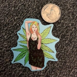 Marijuana girl sticker