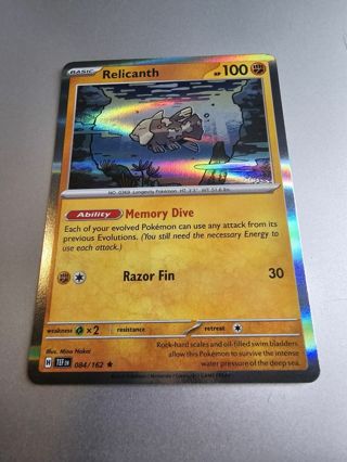 Pokemon Relicanth holo rare card 084/162