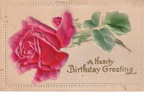 Vintage Used Postcard: (p): Pre Linen: Hearty Birthday Greeting